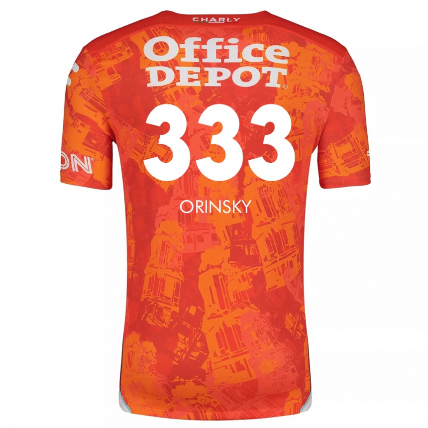 Kids Football Edson Orinsky #333 Orange White Away Jersey 2024/25 T-Shirt Canada