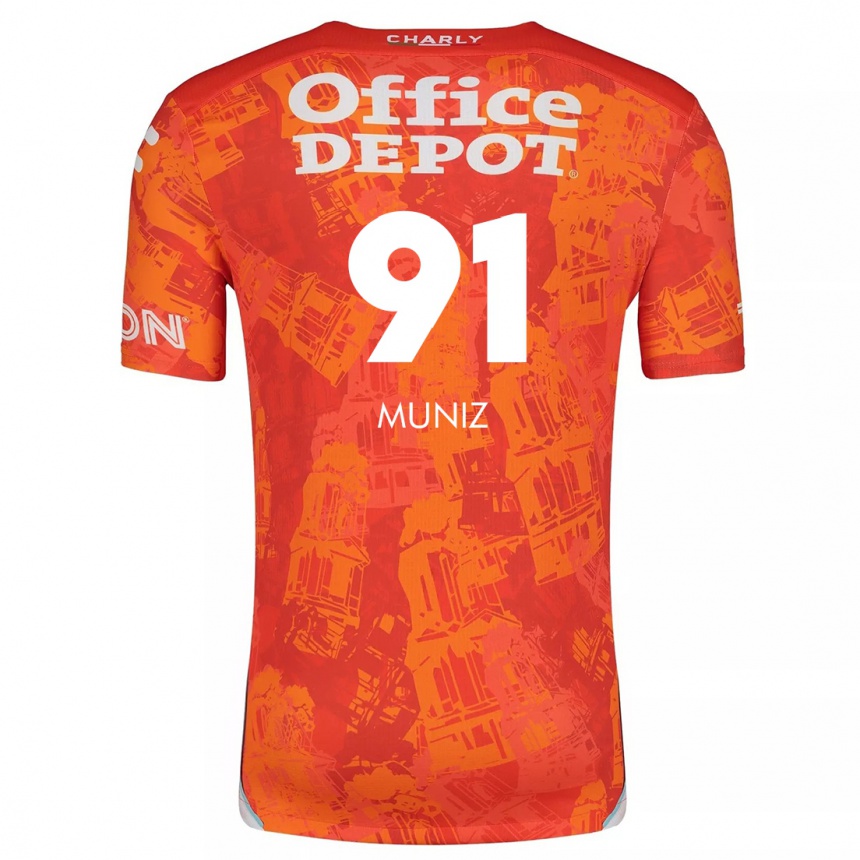 Kids Football Brandon Muñiz #91 Orange White Away Jersey 2024/25 T-Shirt Canada