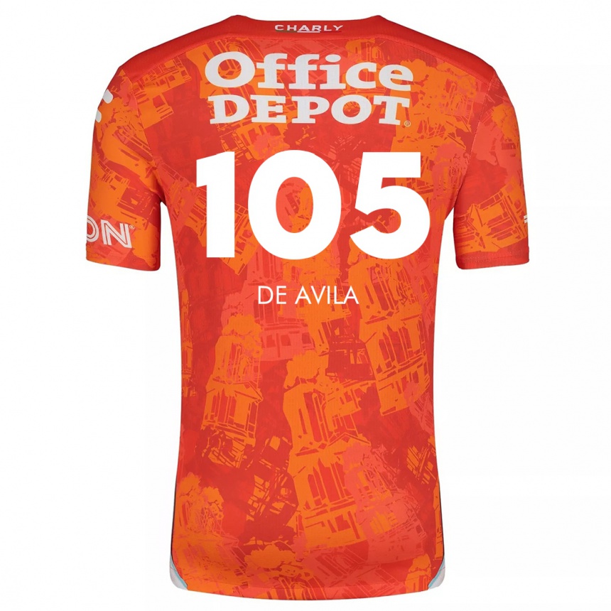 Kids Football José De Ávila #105 Orange White Away Jersey 2024/25 T-Shirt Canada