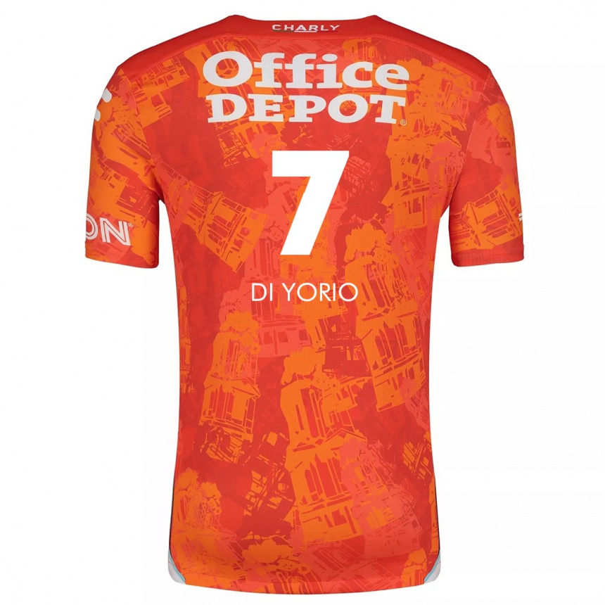 Kids Football Lucas Di Yorio #7 Orange White Away Jersey 2024/25 T-Shirt Canada