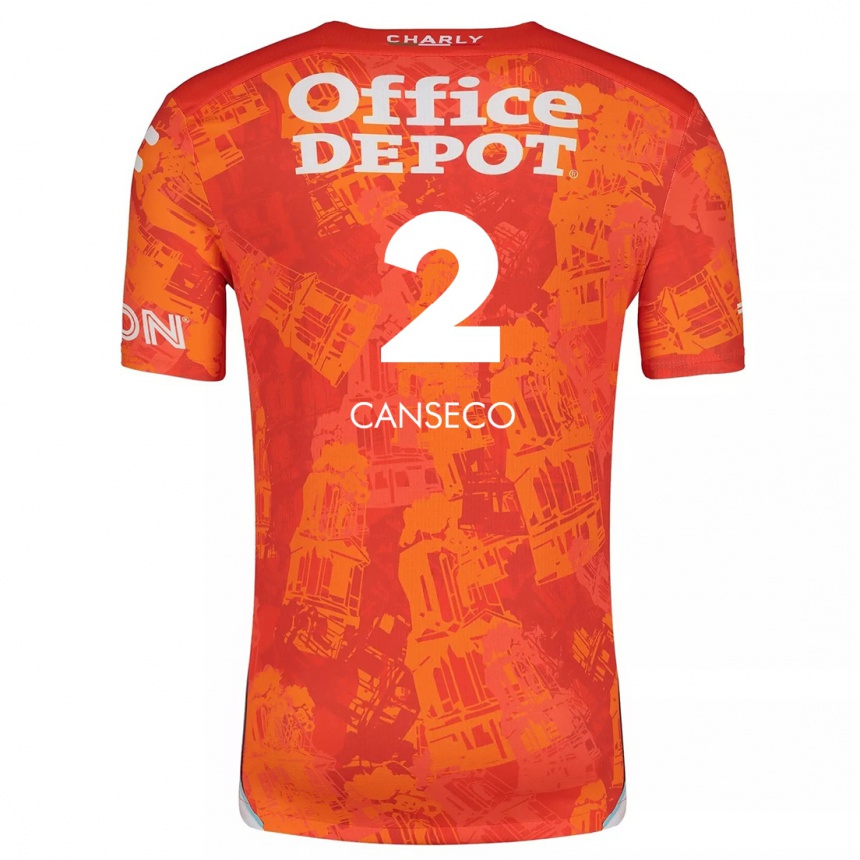 Kids Football Fernanda Canseco #2 Orange White Away Jersey 2024/25 T-Shirt Canada