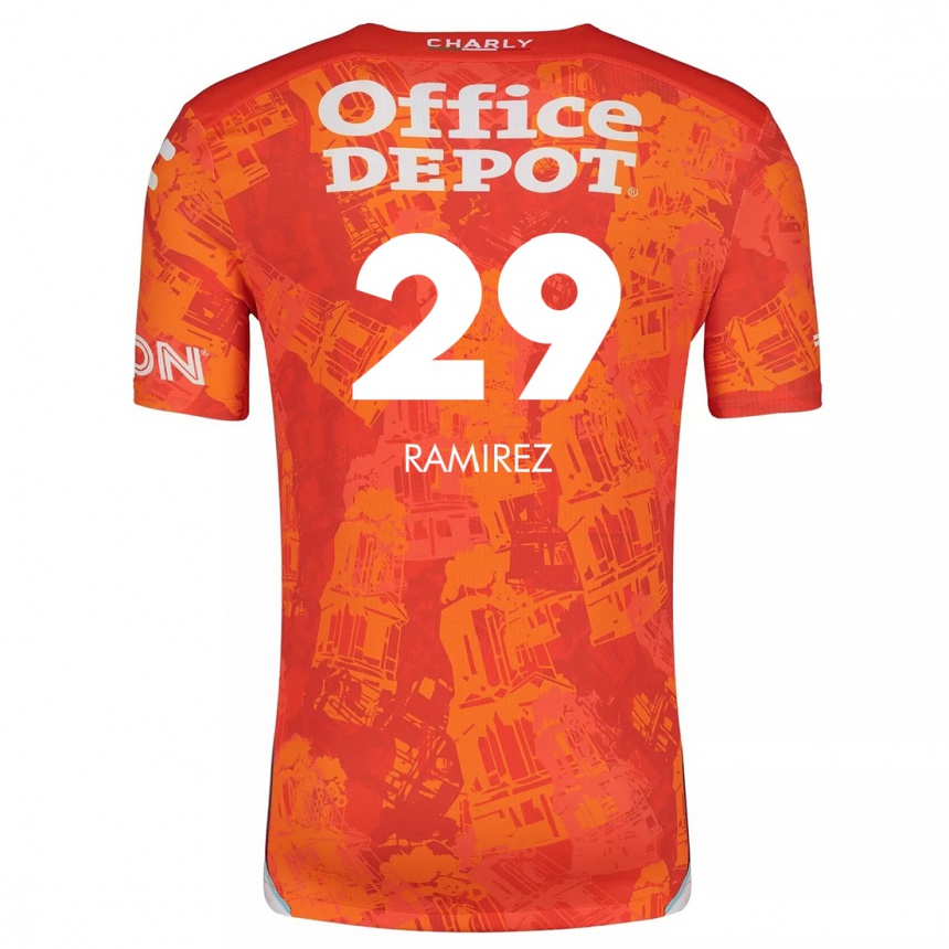 Kids Football Elliana Ramirez #29 Orange White Away Jersey 2024/25 T-Shirt Canada