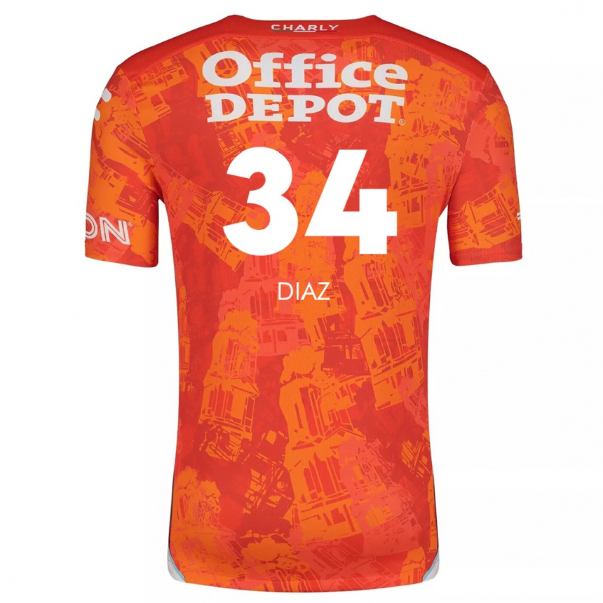 Kids Football Karen Díaz #34 Orange White Away Jersey 2024/25 T-Shirt Canada