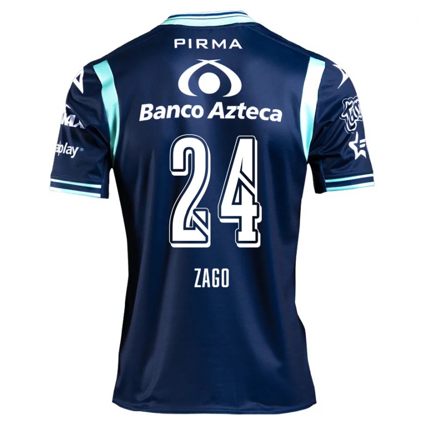 Kids Football Diego Zago #24 Navy Blue Away Jersey 2024/25 T-Shirt Canada