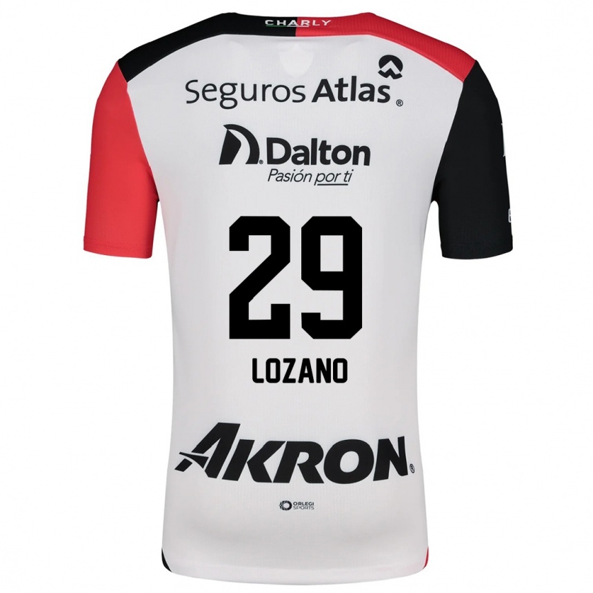 Enfant Football Maillot Brian Lozano #29 Blanc Rouge Noir Tenues Extérieur 2024/25 Canada