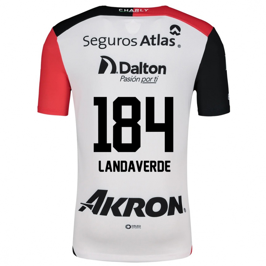 Kids Football Antero Landaverde #184 White Red Black Away Jersey 2024/25 T-Shirt Canada