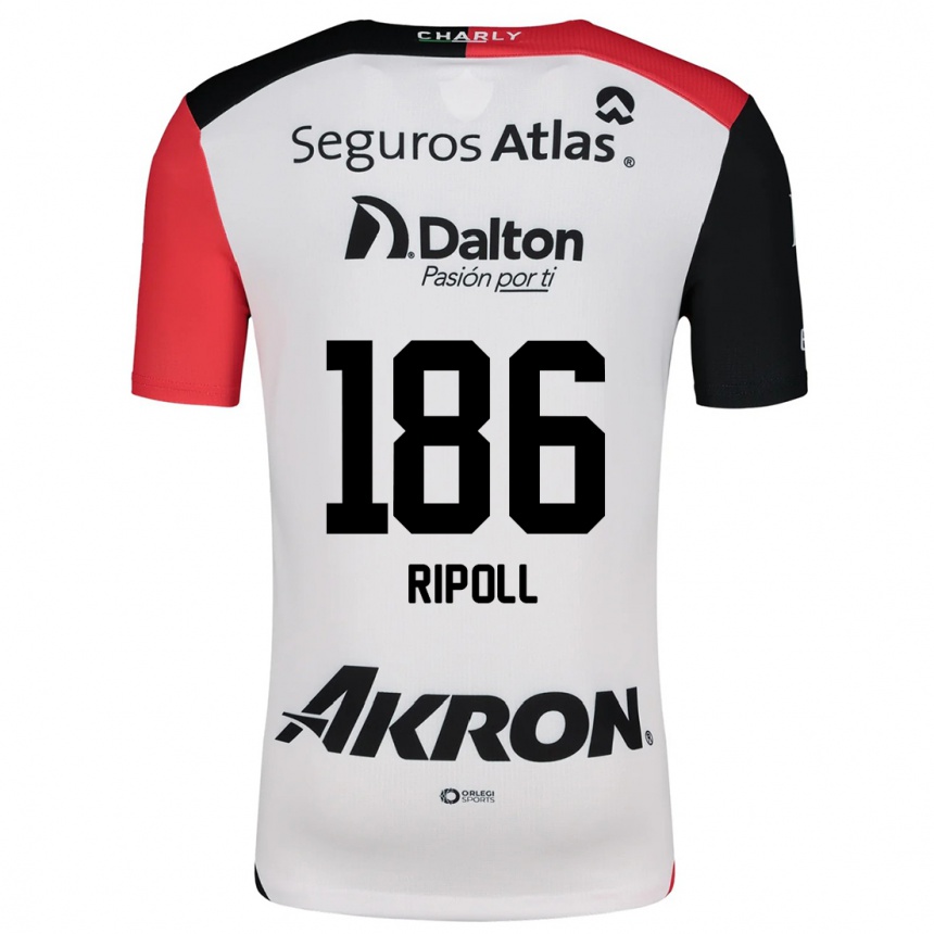 Kids Football Alonso Ripoll #186 White Red Black Away Jersey 2024/25 T-Shirt Canada