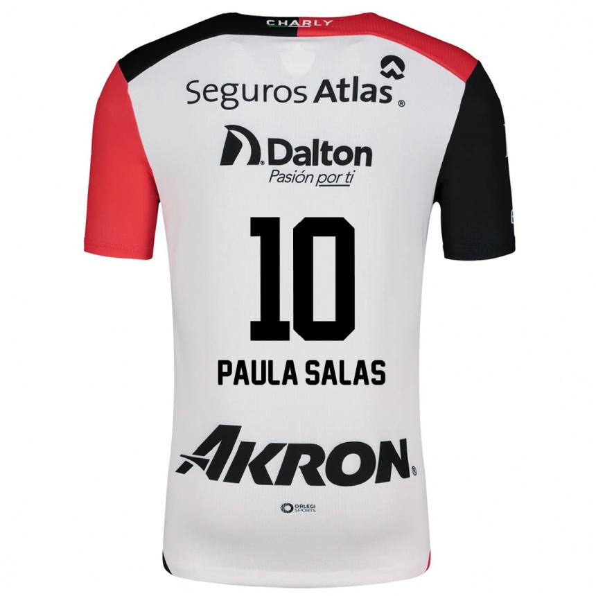 Enfant Football Maillot María Paula Salas #10 Blanc Rouge Noir Tenues Extérieur 2024/25 Canada