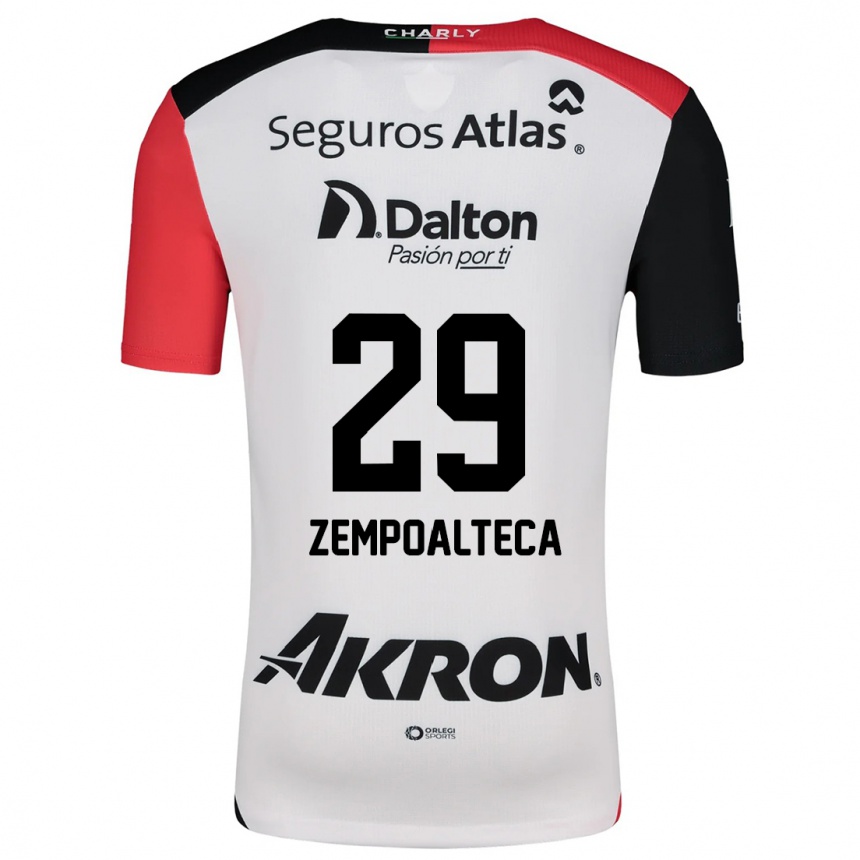 Kids Football Karla Zempoalteca #29 White Red Black Away Jersey 2024/25 T-Shirt Canada