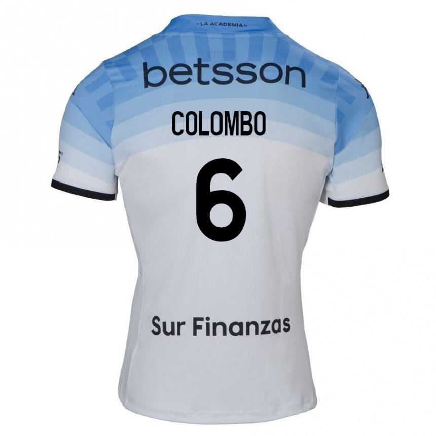 Kids Football Nazareno Colombo #6 White Blue Black Away Jersey 2024/25 T-Shirt Canada