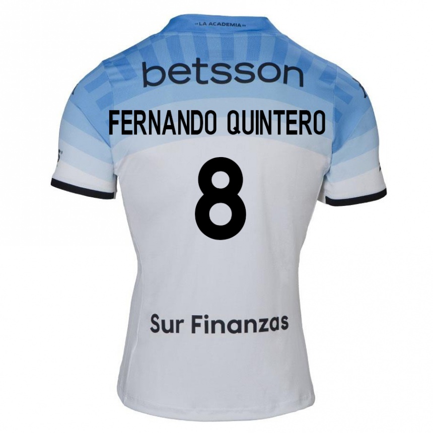 Kids Football Juan Fernando Quintero #8 White Blue Black Away Jersey 2024/25 T-Shirt Canada