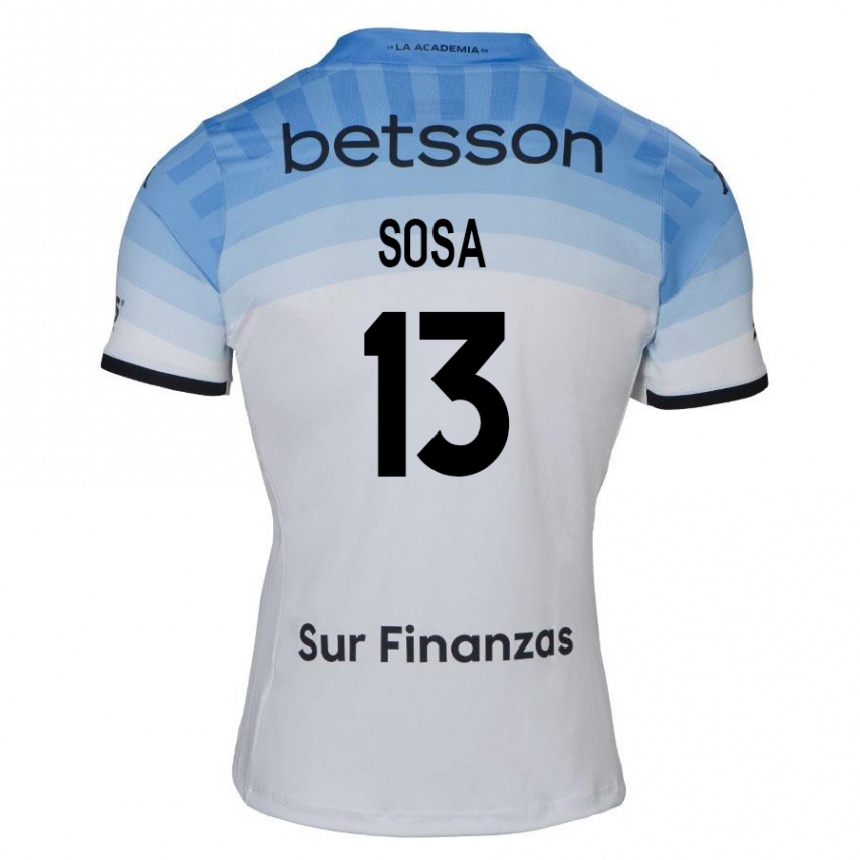 Kids Football Santiago Sosa #13 White Blue Black Away Jersey 2024/25 T-Shirt Canada