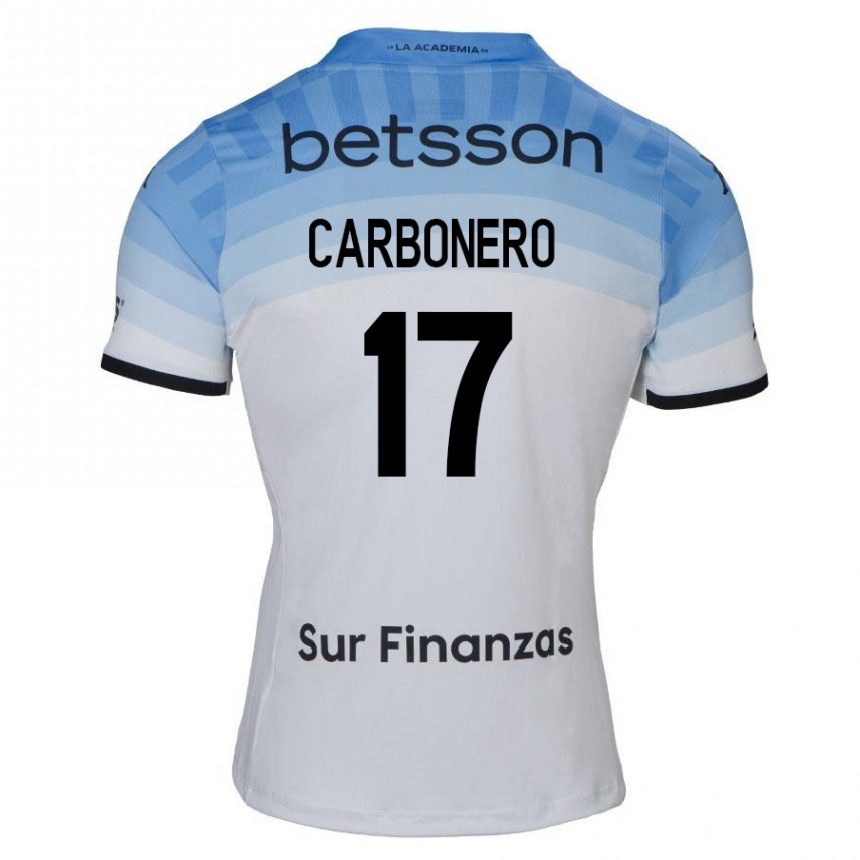 Kids Football Johan Carbonero #17 White Blue Black Away Jersey 2024/25 T-Shirt Canada