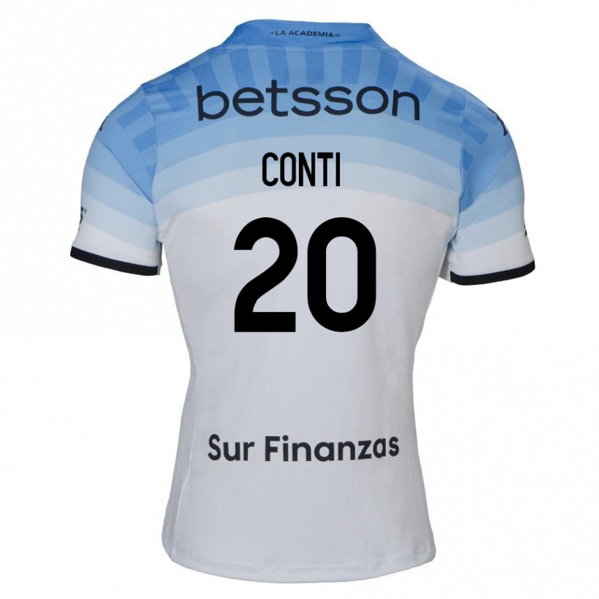 Kids Football Germán Conti #20 White Blue Black Away Jersey 2024/25 T-Shirt Canada