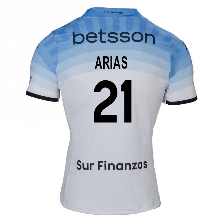 Kids Football Gabriel Arias #21 White Blue Black Away Jersey 2024/25 T-Shirt Canada