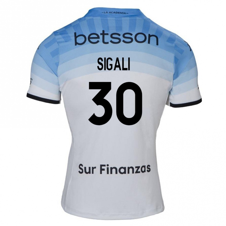 Kids Football Leonardo Sigali #30 White Blue Black Away Jersey 2024/25 T-Shirt Canada