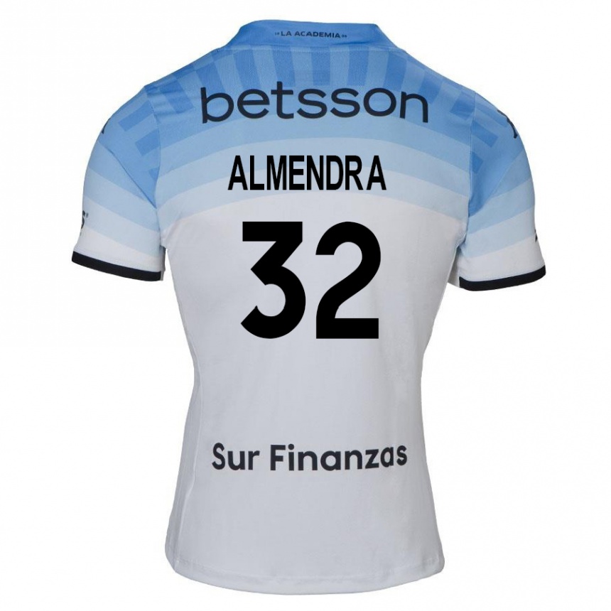 Enfant Football Maillot Agustín Almendra #32 Blanc Bleu Noir Tenues Extérieur 2024/25 Canada