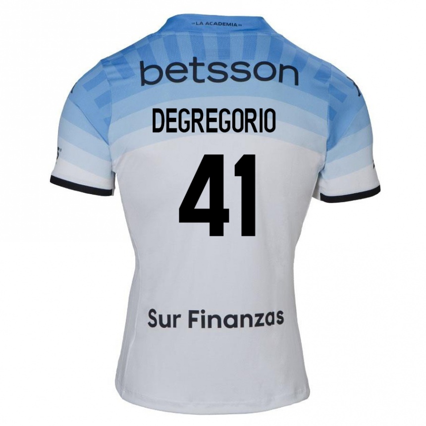 Kids Football Ramiro Degregorio #41 White Blue Black Away Jersey 2024/25 T-Shirt Canada