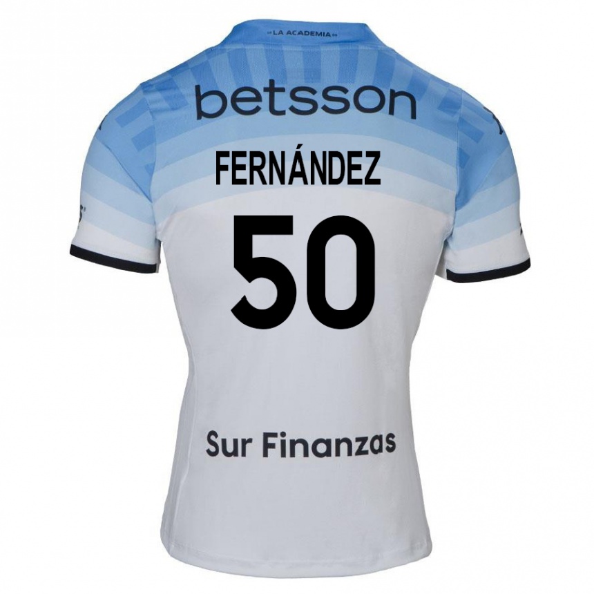 Kids Football Román Fernández #50 White Blue Black Away Jersey 2024/25 T-Shirt Canada