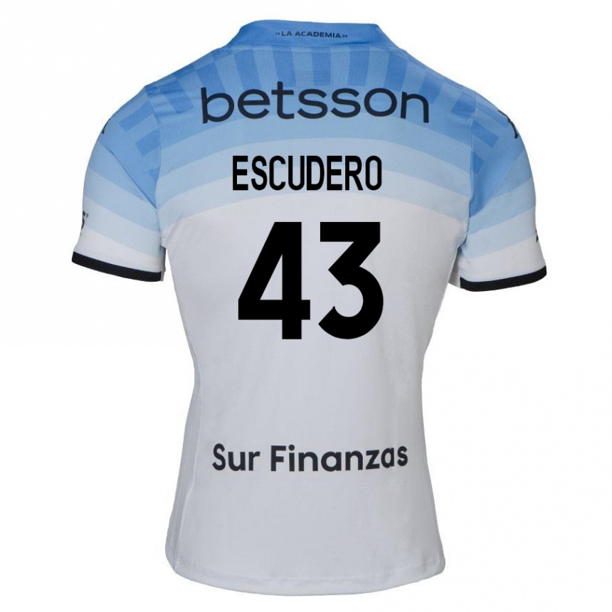 Enfant Football Maillot Gonzalo Escudero #43 Blanc Bleu Noir Tenues Extérieur 2024/25 Canada