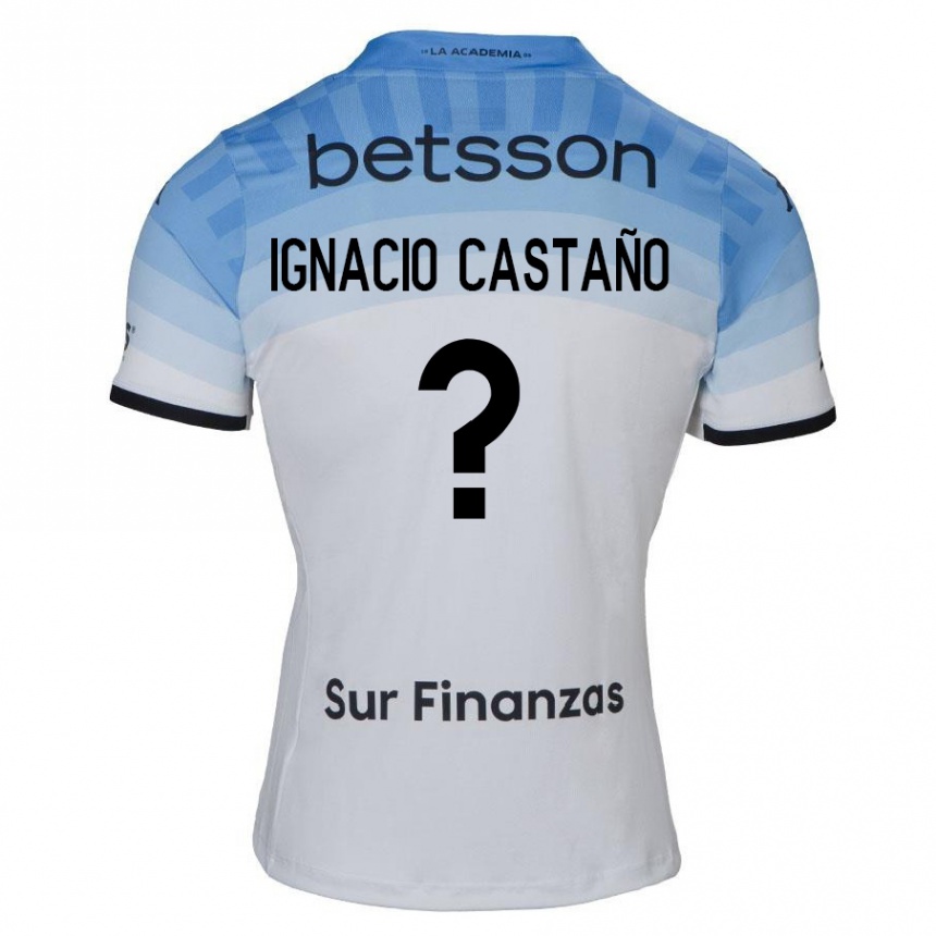 Enfant Football Maillot Juan Ignacio Castaño #0 Blanc Bleu Noir Tenues Extérieur 2024/25 Canada