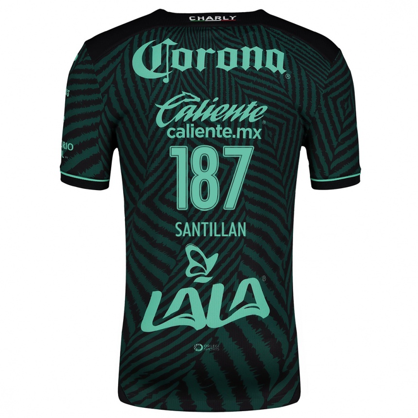 Kids Football Emilio Santillán #187 Black Green Away Jersey 2024/25 T-Shirt Canada