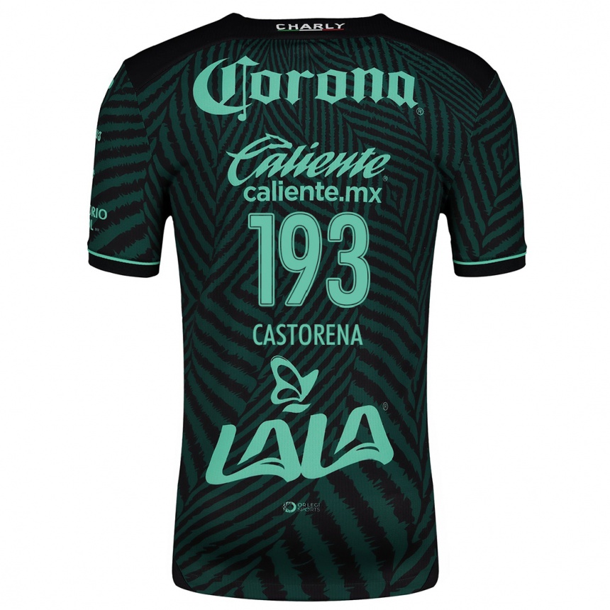 Kids Football Damián Castorena #193 Black Green Away Jersey 2024/25 T-Shirt Canada