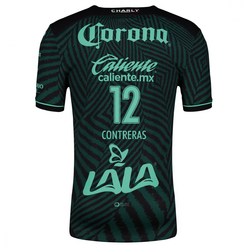 Kids Football Karol Contreras #12 Black Green Away Jersey 2024/25 T-Shirt Canada