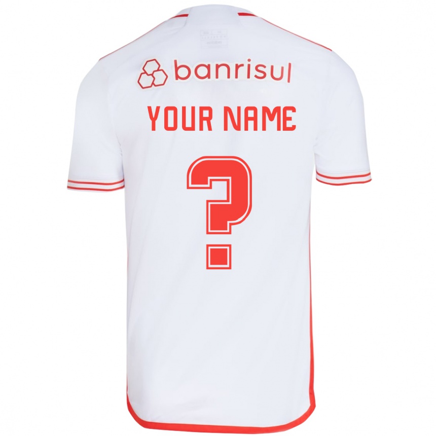 Enfant Football Maillot Votre Nom #0 Blanc Rouge Tenues Extérieur 2024/25 Canada