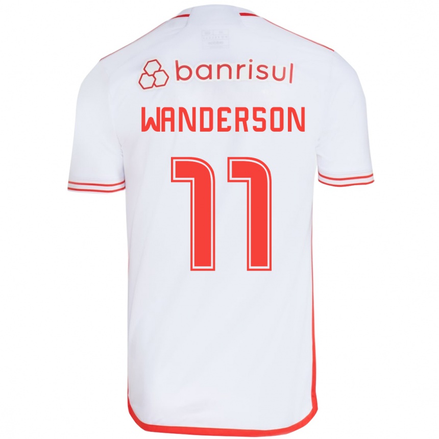 Enfant Football Maillot Wanderson #11 Blanc Rouge Tenues Extérieur 2024/25 Canada