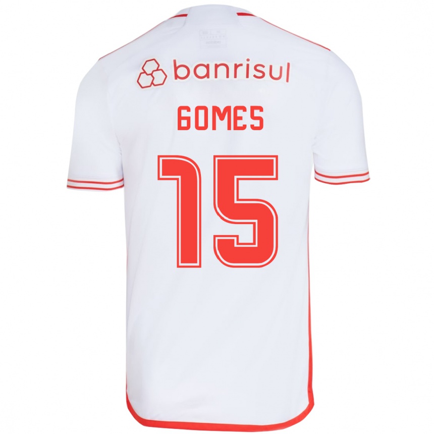 Enfant Football Maillot Bruno Gomes #15 Blanc Rouge Tenues Extérieur 2024/25 Canada