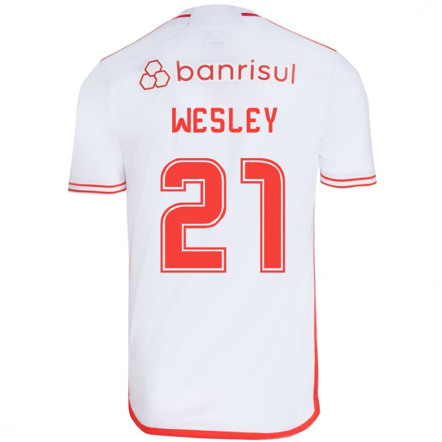 Kids Football Wesley #21 White Red Away Jersey 2024/25 T-Shirt Canada