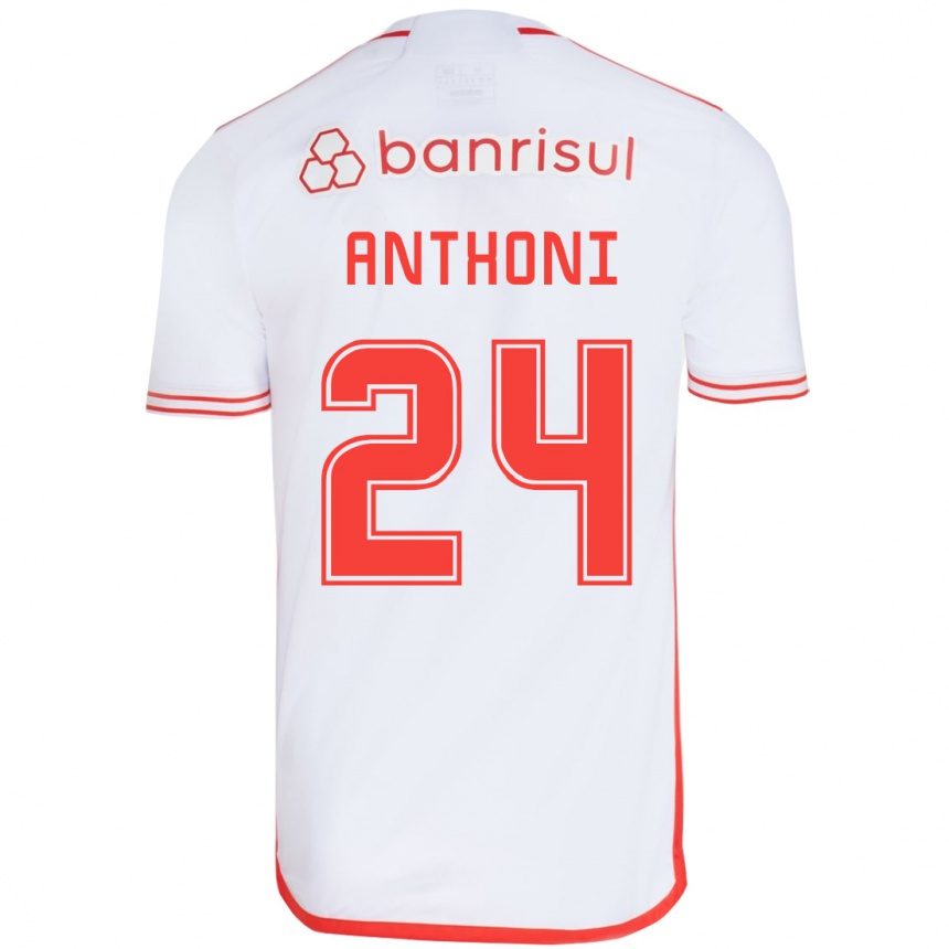 Kids Football Anthoni #24 White Red Away Jersey 2024/25 T-Shirt Canada