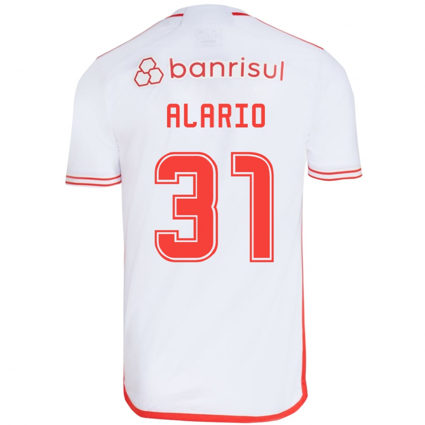 Kids Football Lucas Alario #31 White Red Away Jersey 2024/25 T-Shirt Canada