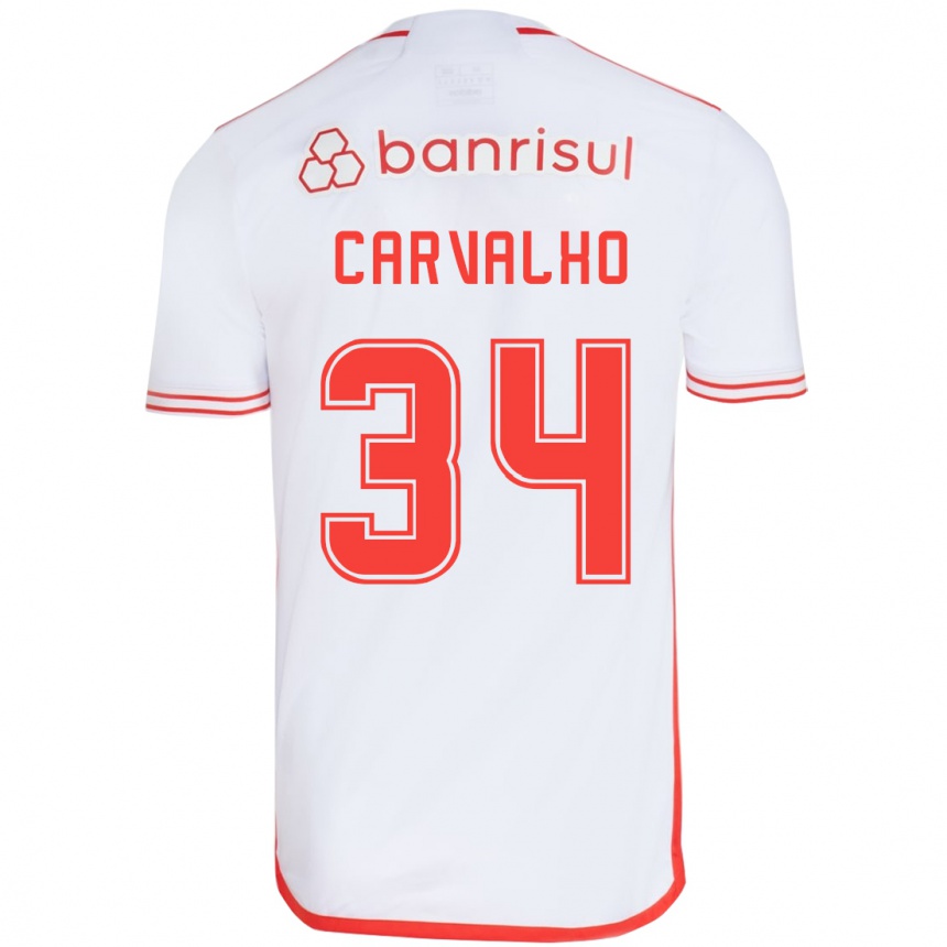 Kids Football Gabriel Carvalho #34 White Red Away Jersey 2024/25 T-Shirt Canada