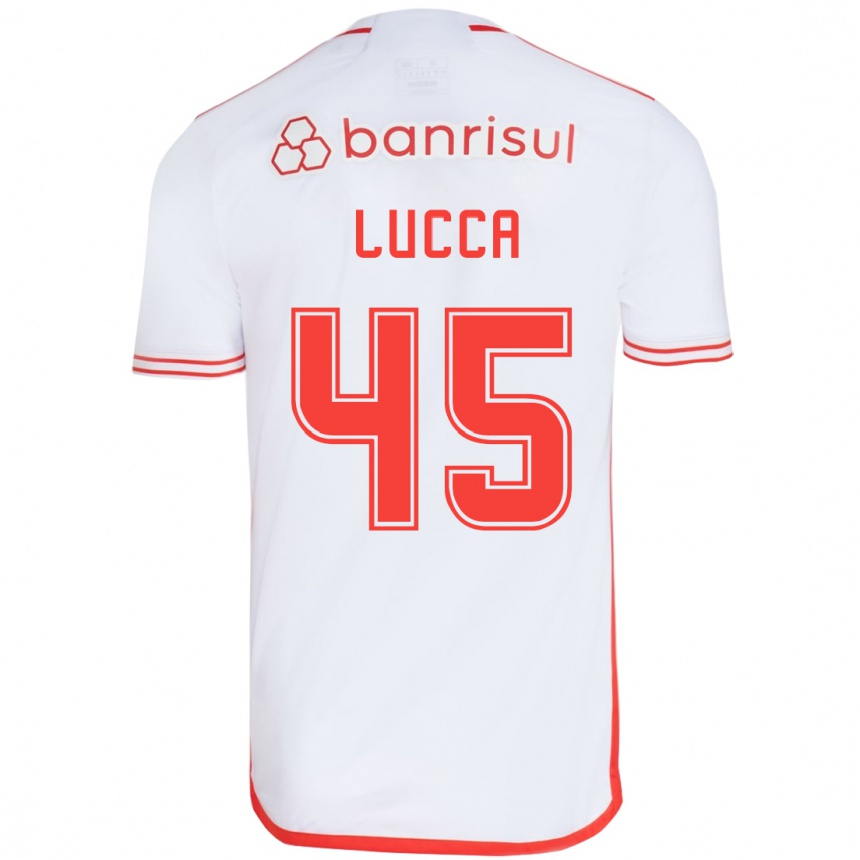 Enfant Football Maillot Lucca #45 Blanc Rouge Tenues Extérieur 2024/25 Canada