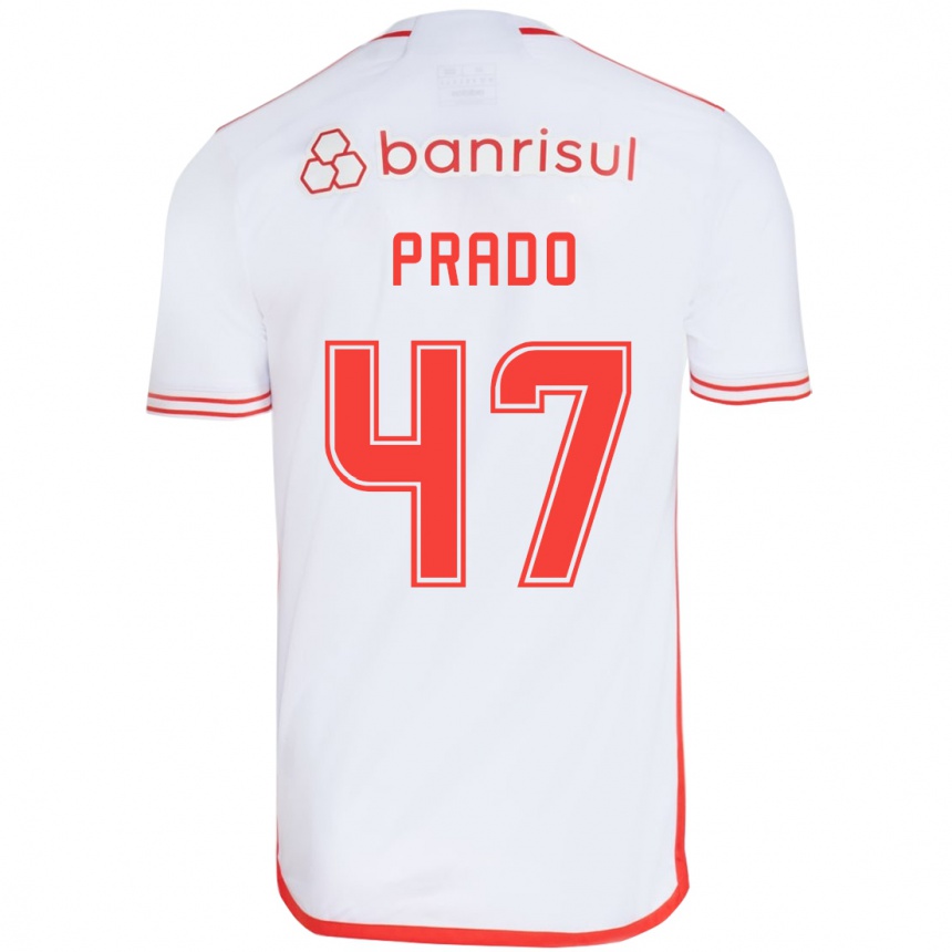 Enfant Football Maillot Gustavo Prado #47 Blanc Rouge Tenues Extérieur 2024/25 Canada