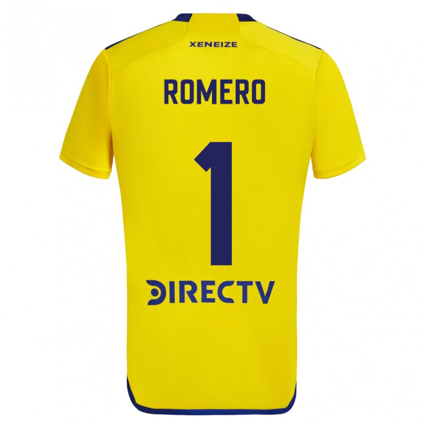 Kids Football Sergio Romero #1 Yellow Blue Away Jersey 2024/25 T-Shirt Canada