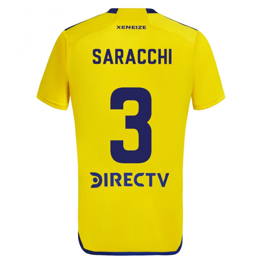 Kids Football Marcelo Saracchi #3 Yellow Blue Away Jersey 2024/25 T-Shirt Canada