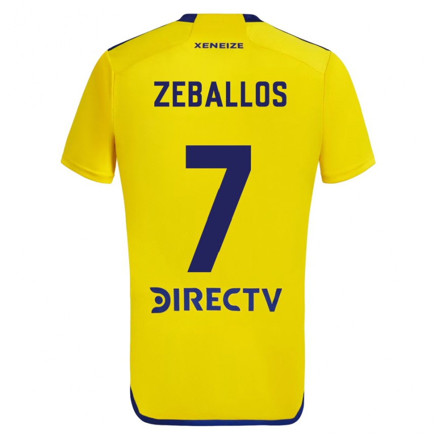 Kids Football Exequiel Zeballos #7 Yellow Blue Away Jersey 2024/25 T-Shirt Canada