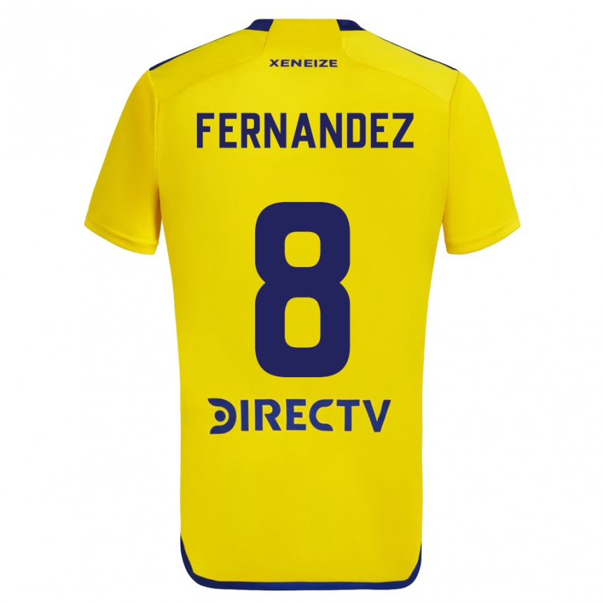 Kids Football Pol Fernández #8 Yellow Blue Away Jersey 2024/25 T-Shirt Canada