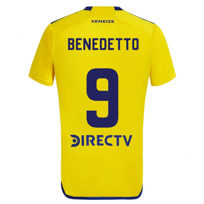 Kids Football Darío Benedetto #9 Yellow Blue Away Jersey 2024/25 T-Shirt Canada