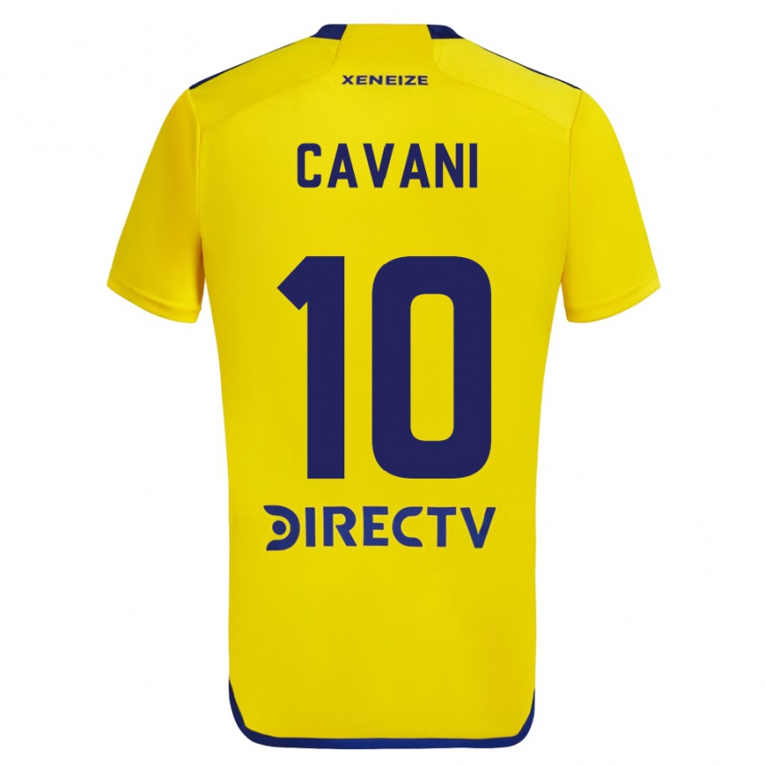 Kids Football Edinson Cavani #10 Yellow Blue Away Jersey 2024/25 T-Shirt Canada