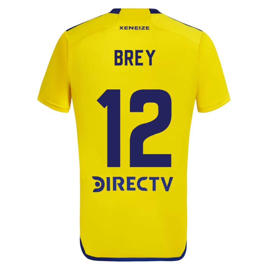 Kids Football Leandro Brey #12 Yellow Blue Away Jersey 2024/25 T-Shirt Canada