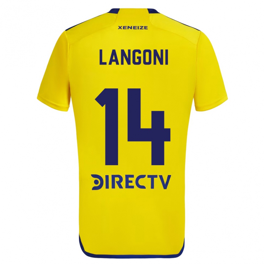 Kids Football Luca Langoni #14 Yellow Blue Away Jersey 2024/25 T-Shirt Canada