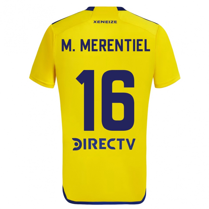 Kids Football Miguel Merentiel #16 Yellow Blue Away Jersey 2024/25 T-Shirt Canada