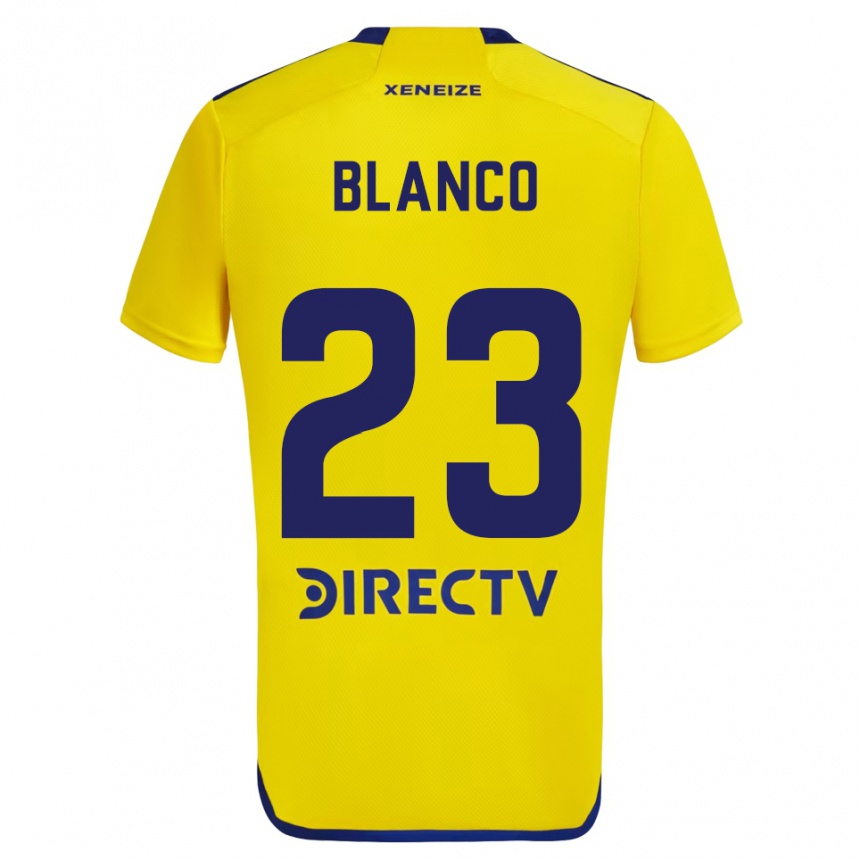 Kids Football Lautaro Blanco #23 Yellow Blue Away Jersey 2024/25 T-Shirt Canada