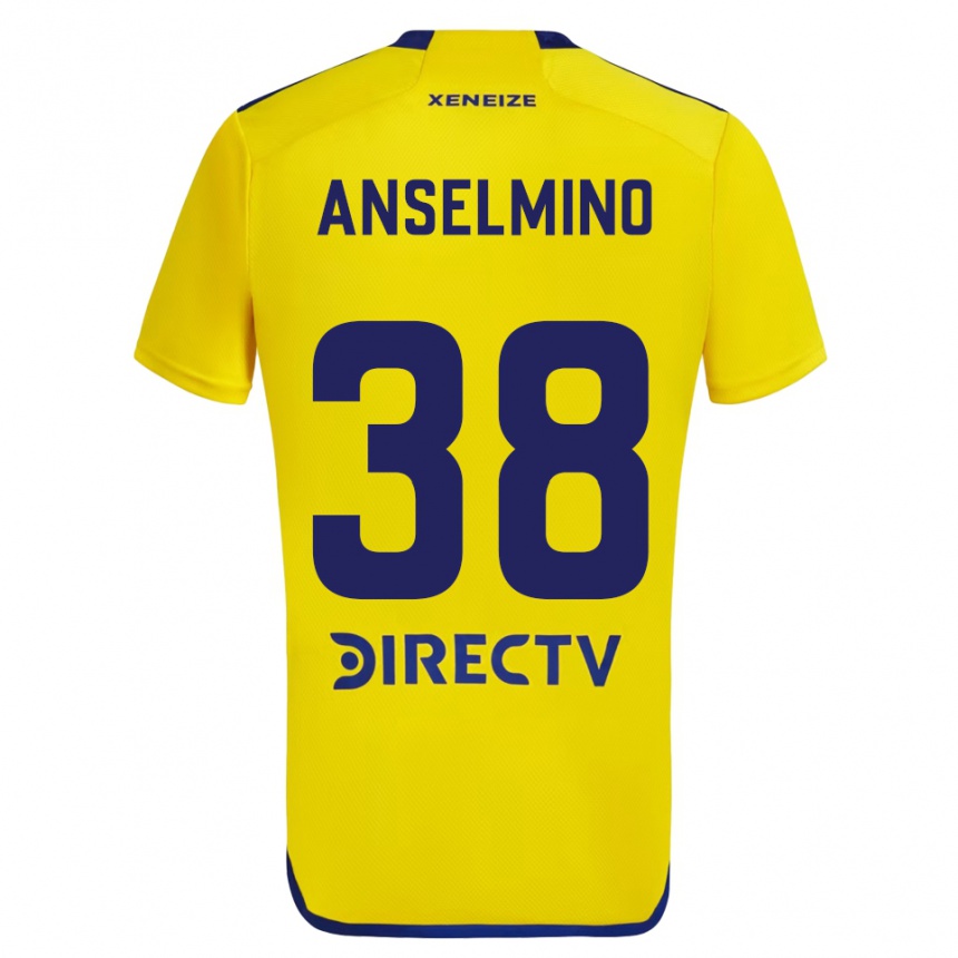 Kids Football Aarón Anselmino #38 Yellow Blue Away Jersey 2024/25 T-Shirt Canada