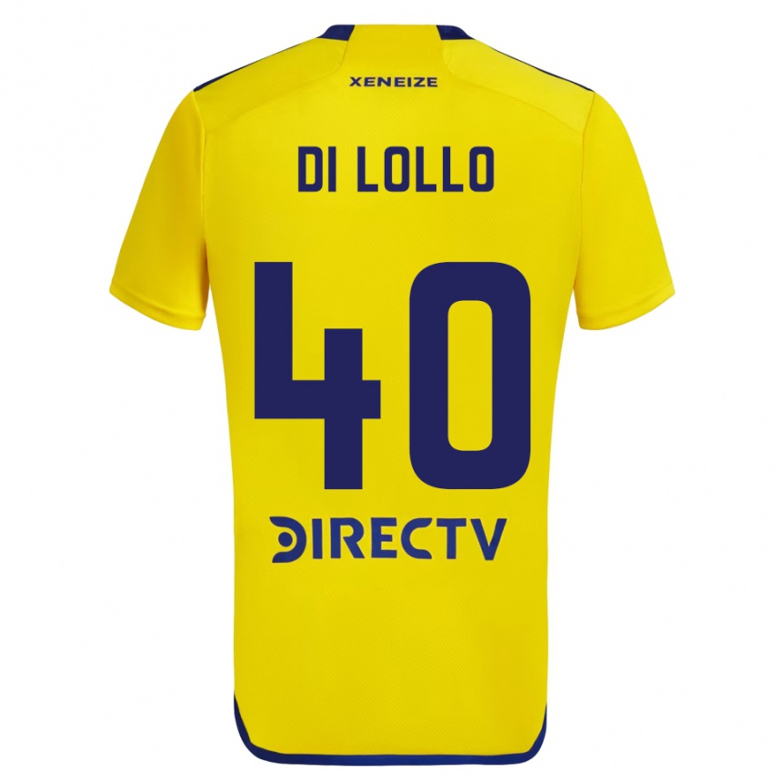 Kids Football Lautaro Di Lollo #40 Yellow Blue Away Jersey 2024/25 T-Shirt Canada