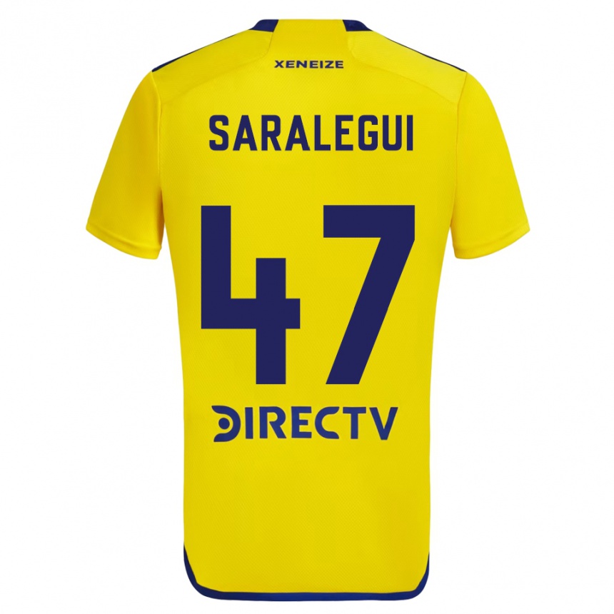 Kids Football Jabes Saralegui #47 Yellow Blue Away Jersey 2024/25 T-Shirt Canada